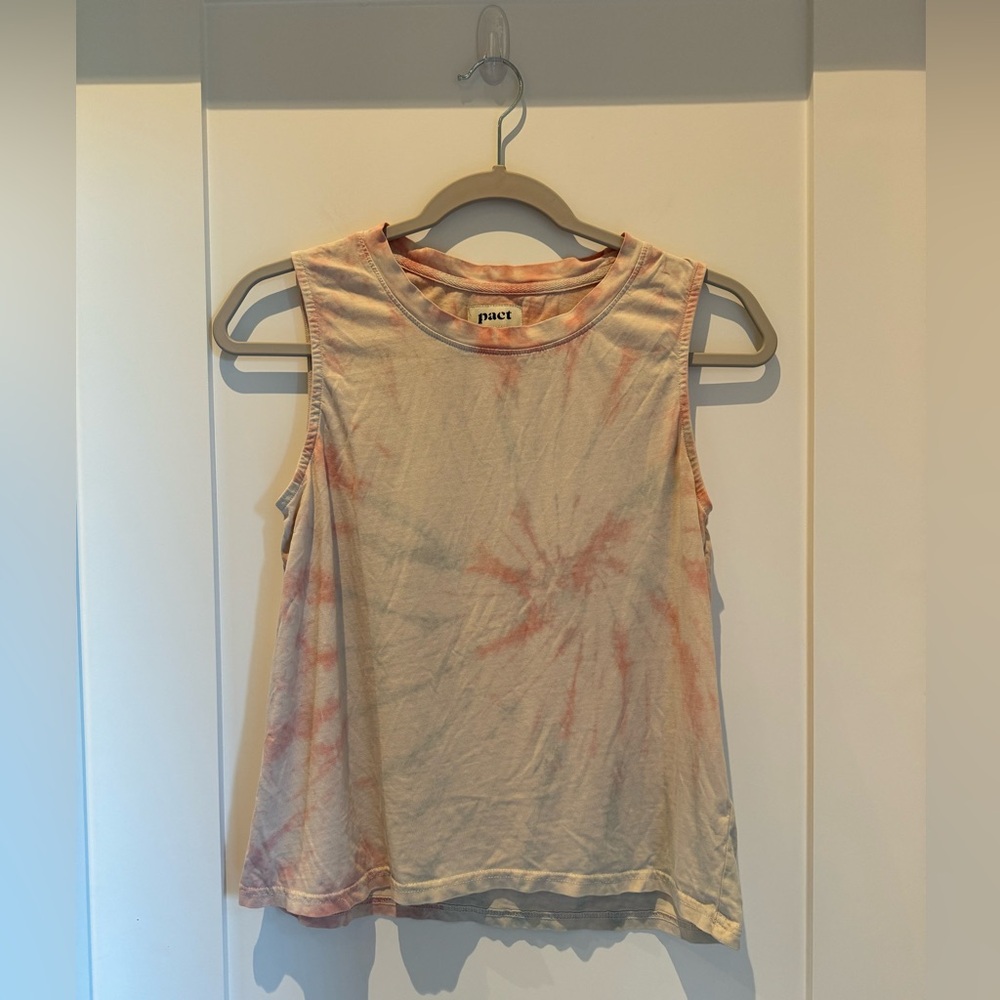 Pact Blush Pink and Blue Tie Dye Tank
